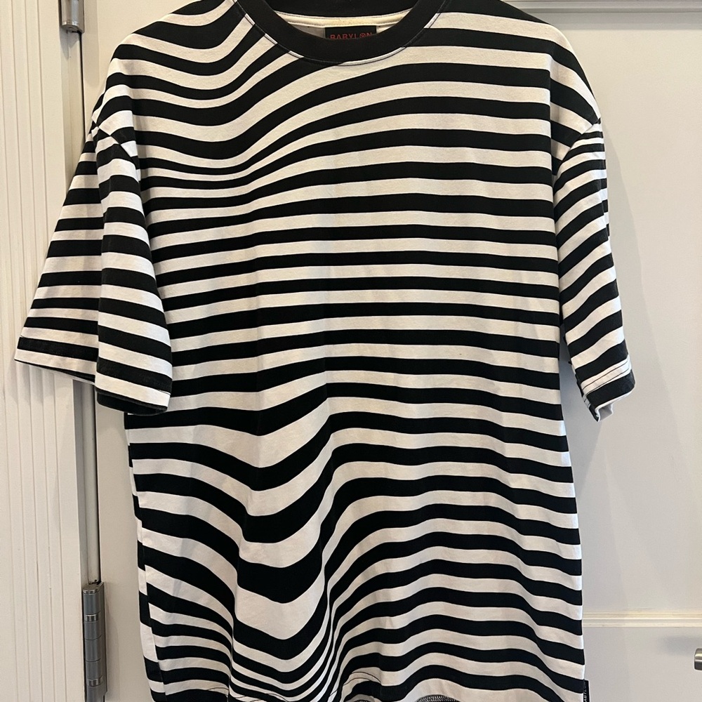 Babylon LA Black and White Striped Men's Shirt